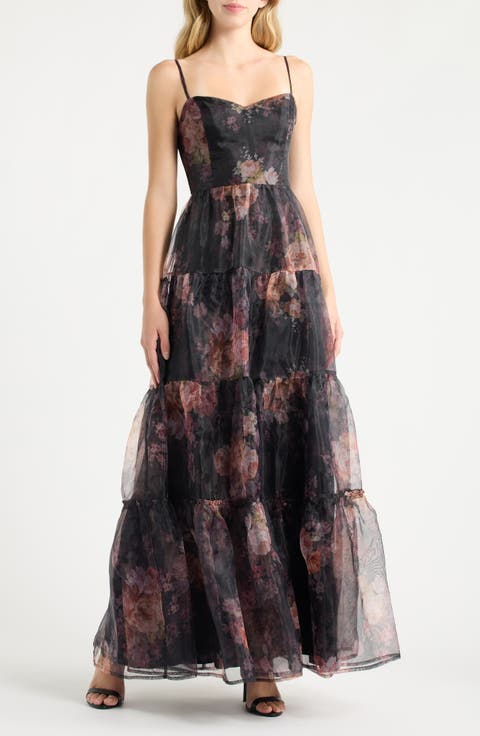 Calissa Tiered Organza Maxi Dress
