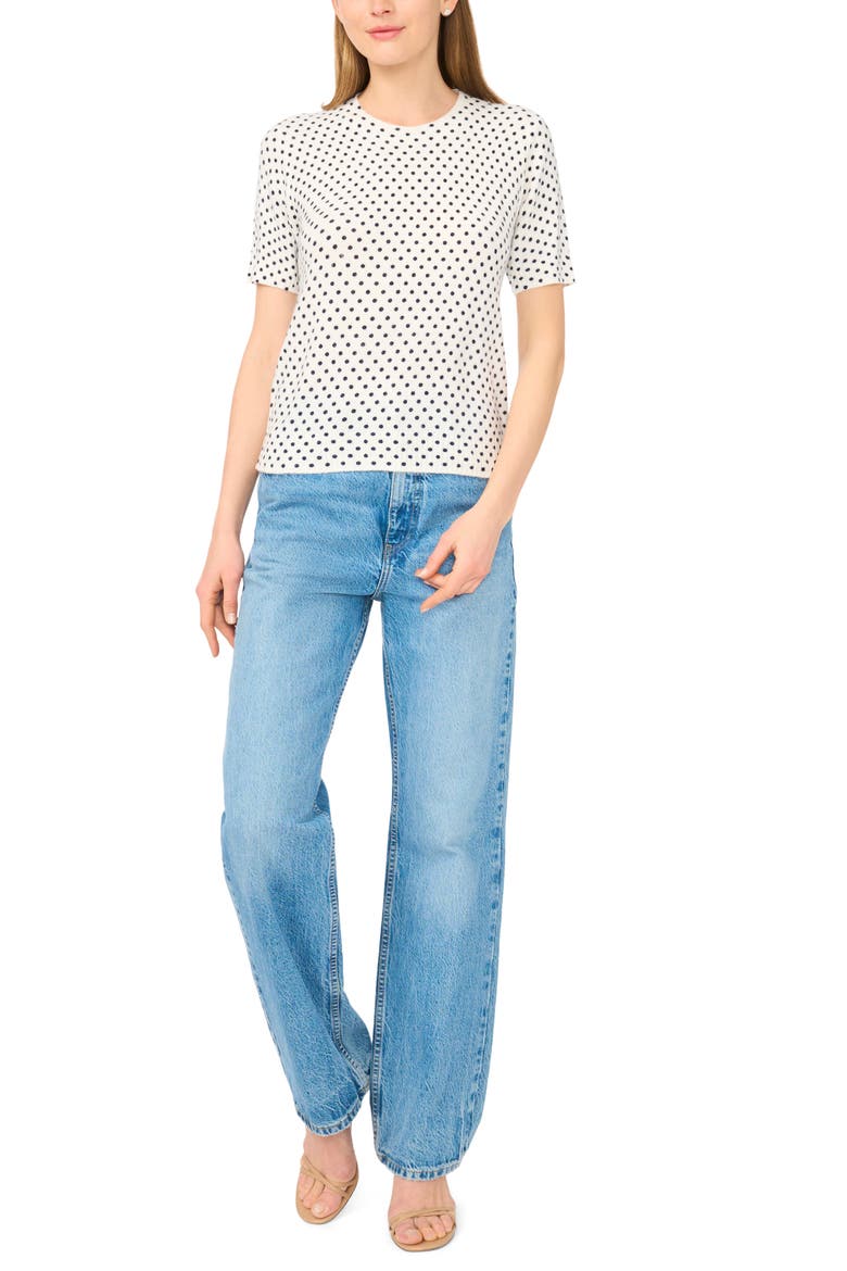 Polka Dot Short Sleeve Sweater, Alternate, color, CLASSIC NAVY