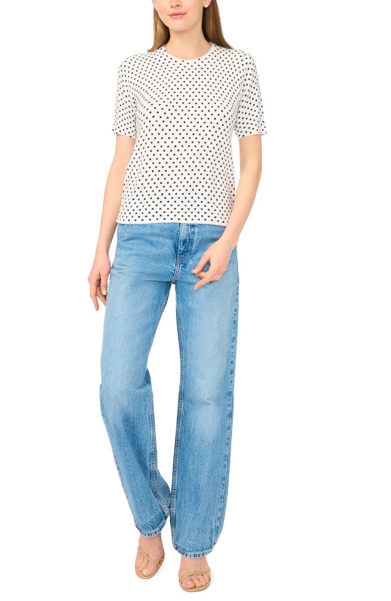 Ted Baker Polka Dot Short Sleeve Sweater, Alternate, color, Classic Navy