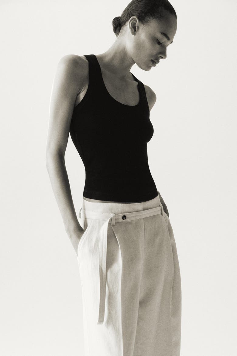 Wide-leg Pants With Belt, Alternate, color, Cream