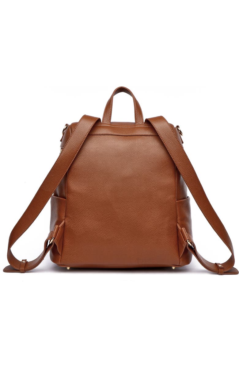 Luli Bebé Monaco Faux Leather Diaper Backpack, Alternate, color, Caramel Brown