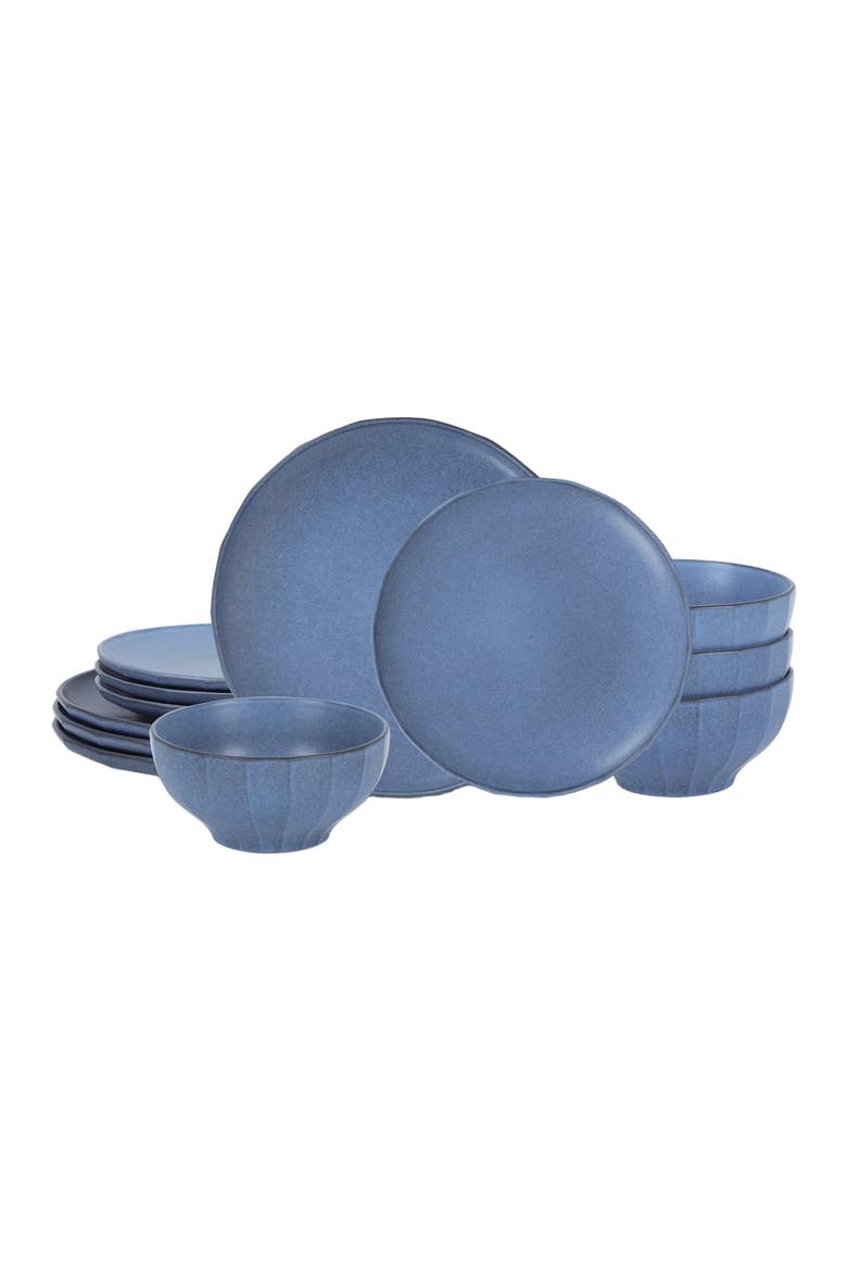Rio Stoneware 12-Piece Dinnerware Set, Main, color, Blue