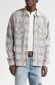 Double RL Reverse Print Terry Cloth Button-Up Work Shirt