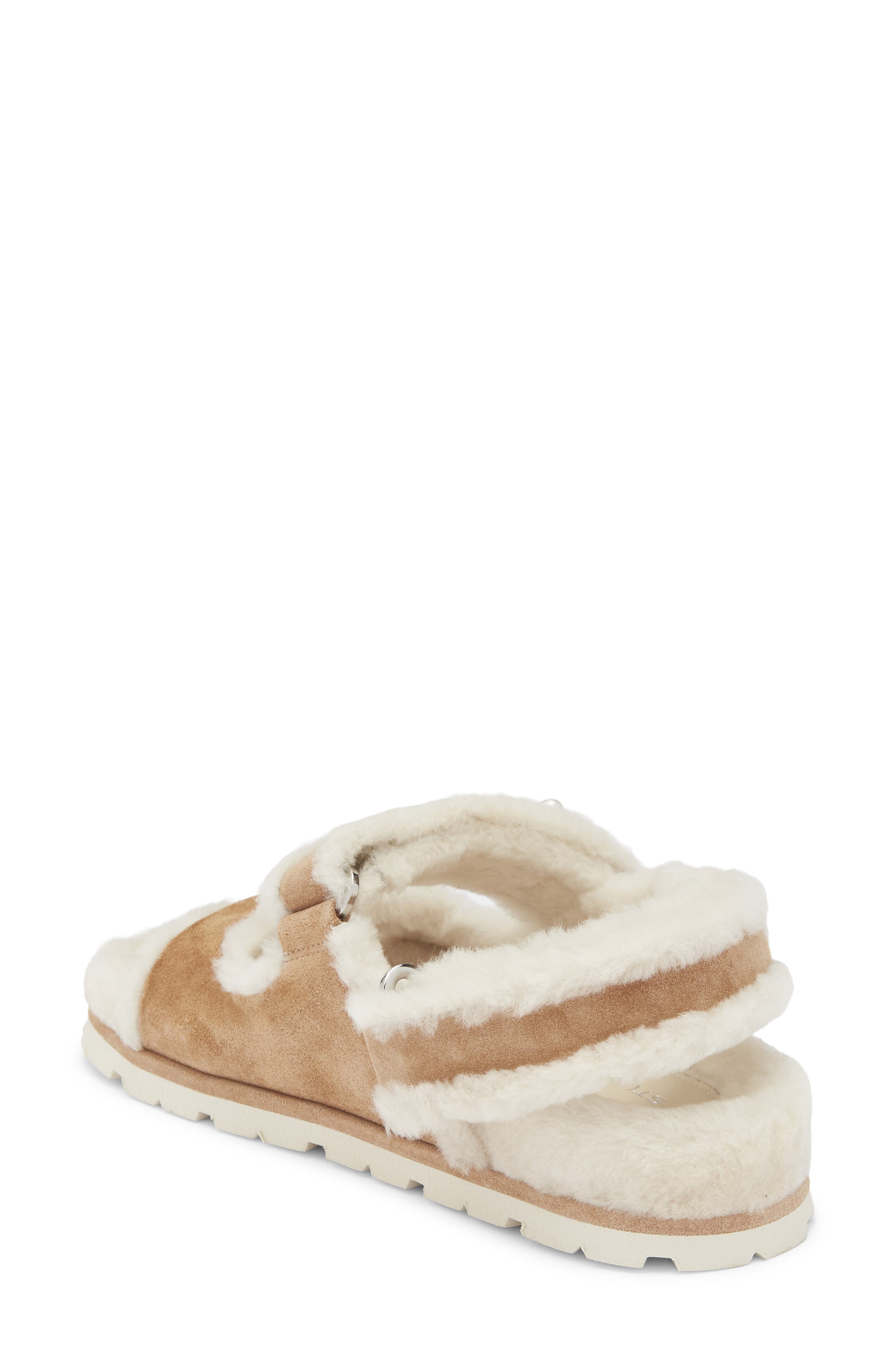 Stuart Weitzman Wynter Genuine Shearling Sandal, Alternate, color, New Camel/ Cream