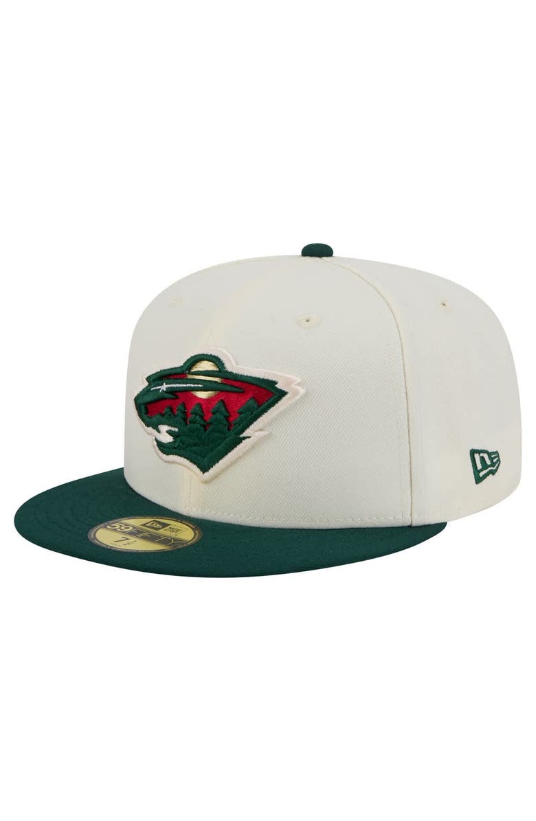 New Era Men's New Era  White Minnesota Wild Chrome Two-Toned 59FIFTY Fitted Hat, Main, color, 