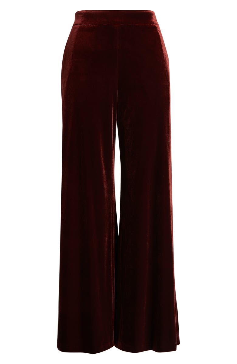 Elie Tahari The Lucia Velvet Pull-On Wide Leg Pants, Alternate, color, Purple Bordeaux