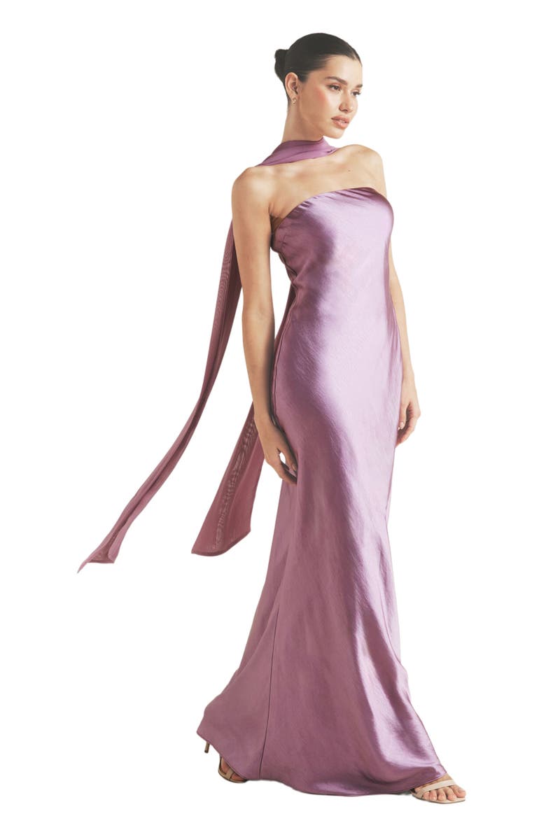 Six Stories Bandeau Satin Bridesmaid Dress, Alternate, color, Orchid