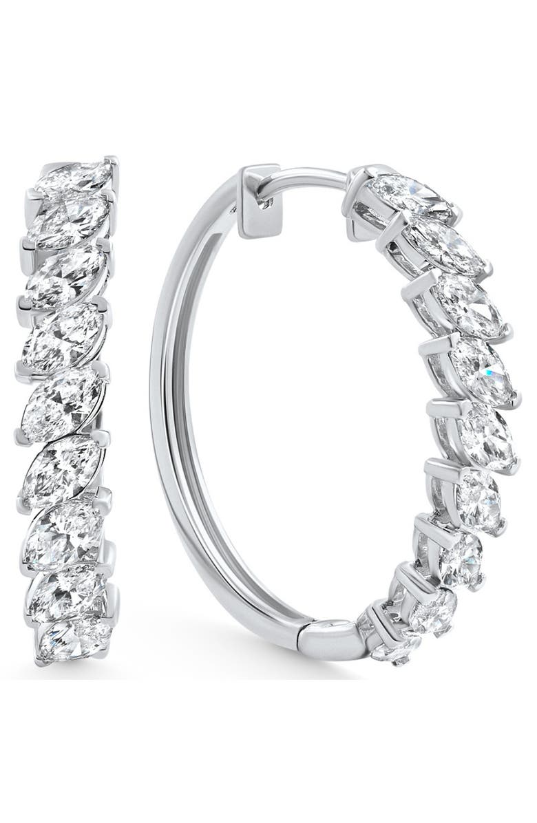 Bliss Diamond 2 - 6 Ct Marquise Cut Diamond Hoops 14k Gold Lab Grown Women's Earrings 1", Main, color, White Gold - 3Ct