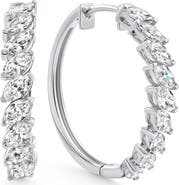 Bliss Diamond 2 - 6 Ct Marquise Cut Diamond Hoops 14k Gold Lab Grown Women's Earrings 1"