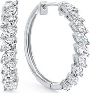 Bliss Diamond 2 - 6 Ct Marquise Cut Diamond Hoops 14k Gold Lab Grown Women's Earrings 1"