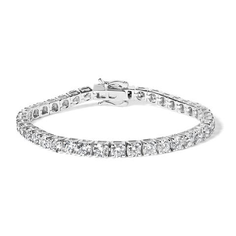 14K White Gold 12.00 Cttw Lab Grown Round Diamond Classic Tennis Bracelet