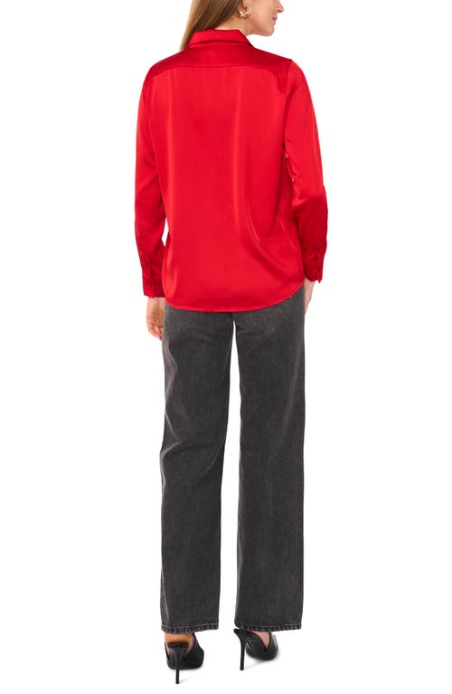 VINCE CAMUTO VINCE CAMUTO SATIN LONG SLEEVE BUTTON-UP SHIRT 