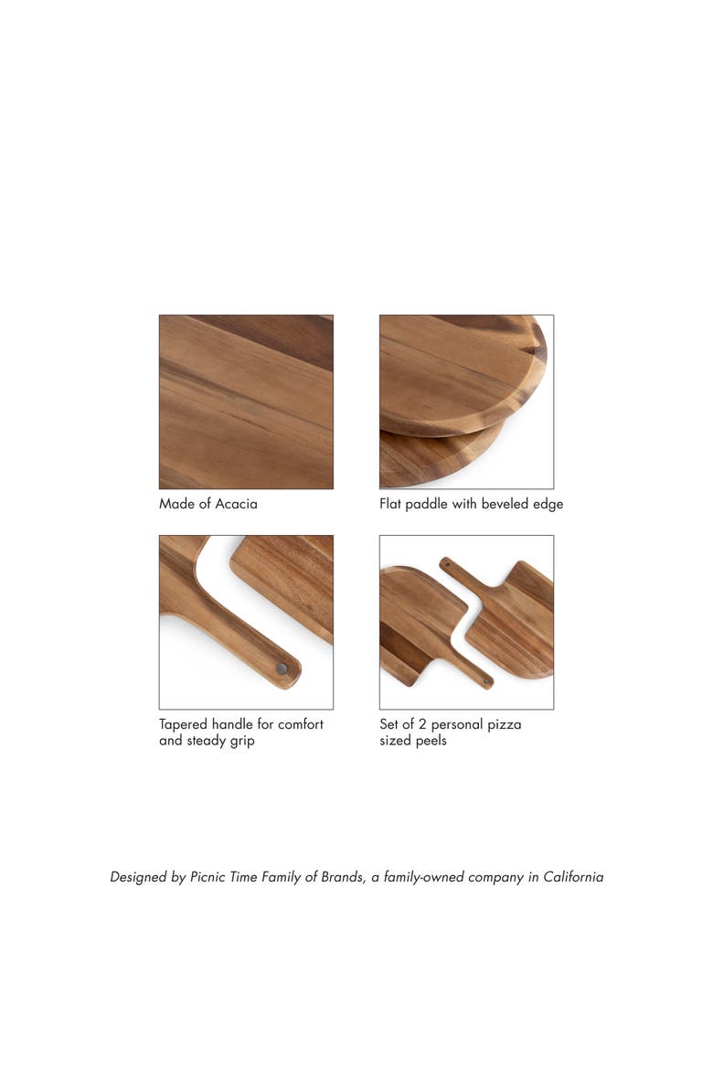 Acacia Personal Pizza Peel Serving Board Paddle Set of 2, Alternate, color, Acacia Wood