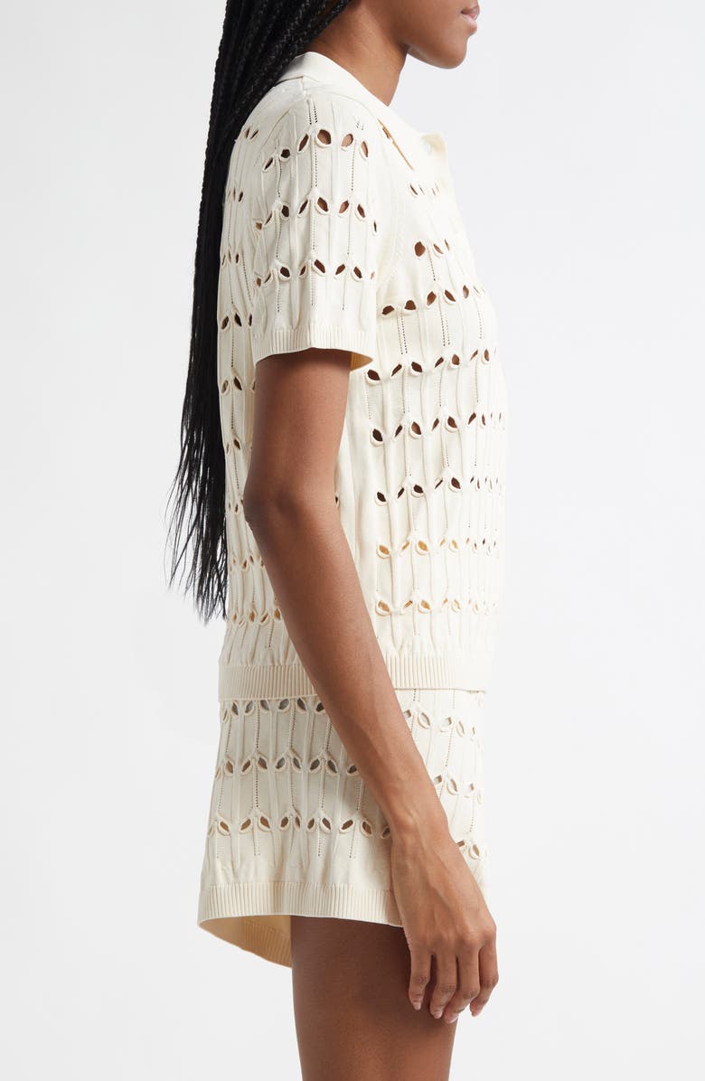 Zimmermann Rhiannon Pointelle Sweater Polo, Alternate, color, Cream