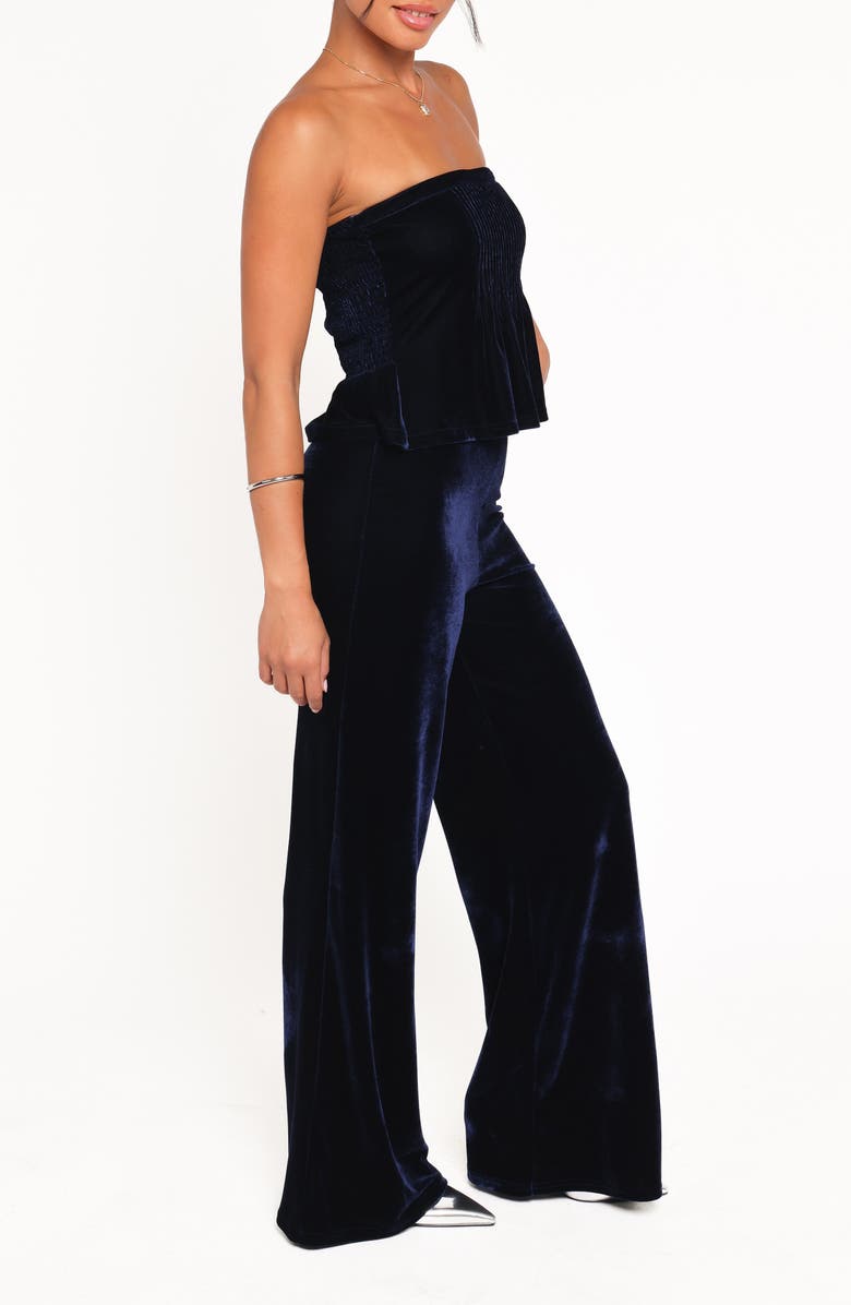 Petal & Pup Sutton Strapless Peplum Jumpsuit, Alternate, color, Midnight Blue Velvet