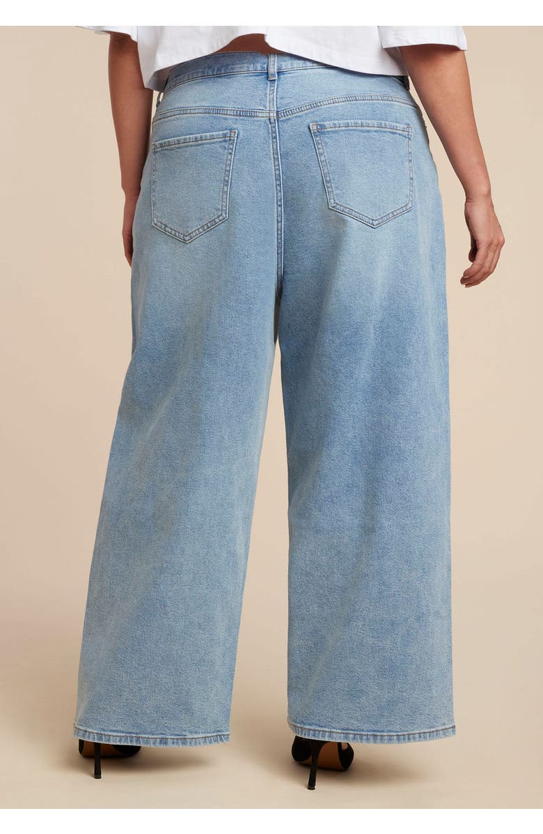 ELOQUII Overlap Waist Wide Leg Jeans, Alternate, color, Light Wash