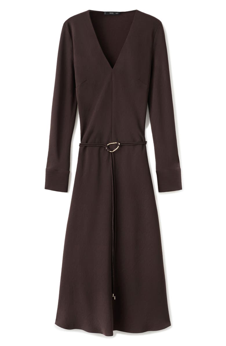 MANGO Belted Long Sleeve Midi Dress, Main, color, 