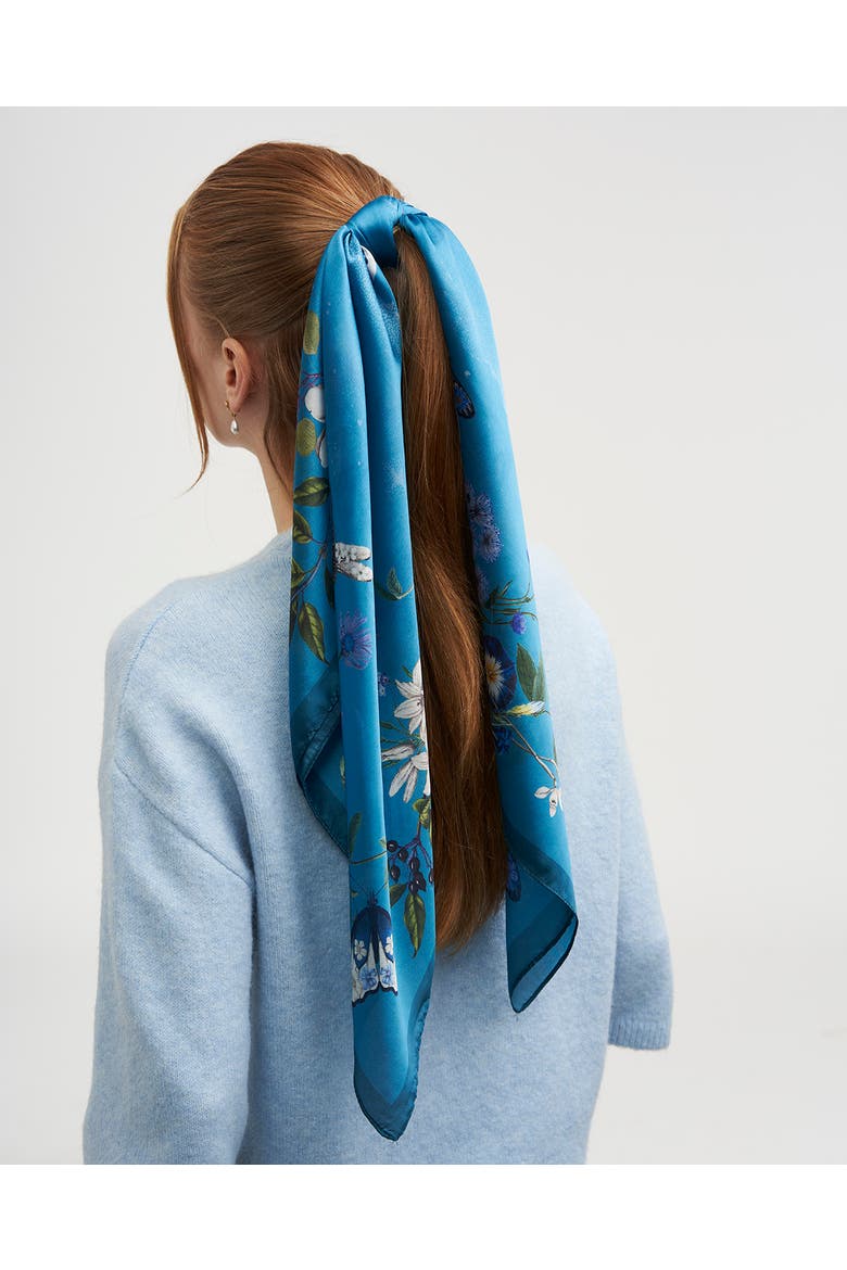 Midnight Garden Medium Square Scarf, Alternate, color, Teal