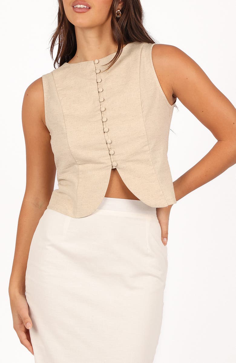 Petal & Pup Daniella Cotton & Linen Vest, Main, color, Oatmeal