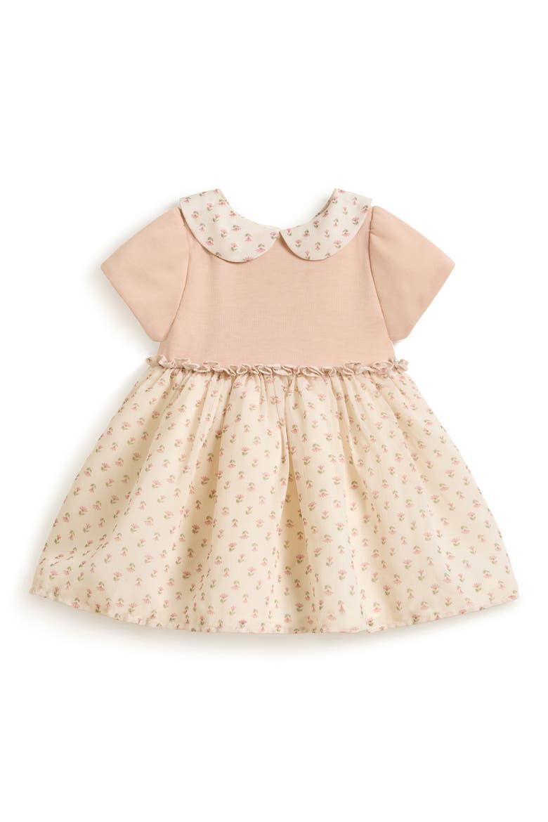 Faye Mixed Media Floral Bubble Dress, Main, color, PINK