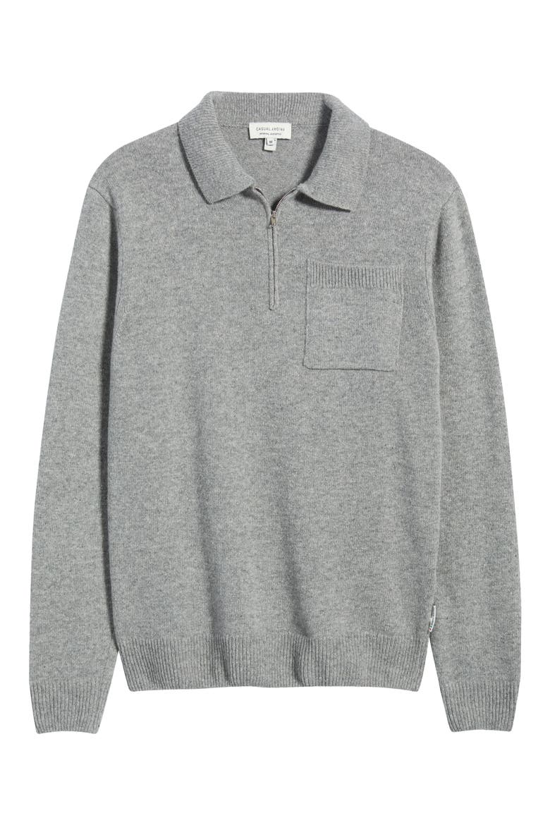 Lambswool Quarter Zip Polo Sweater, Alternate, color, MONUMENT MELANGE