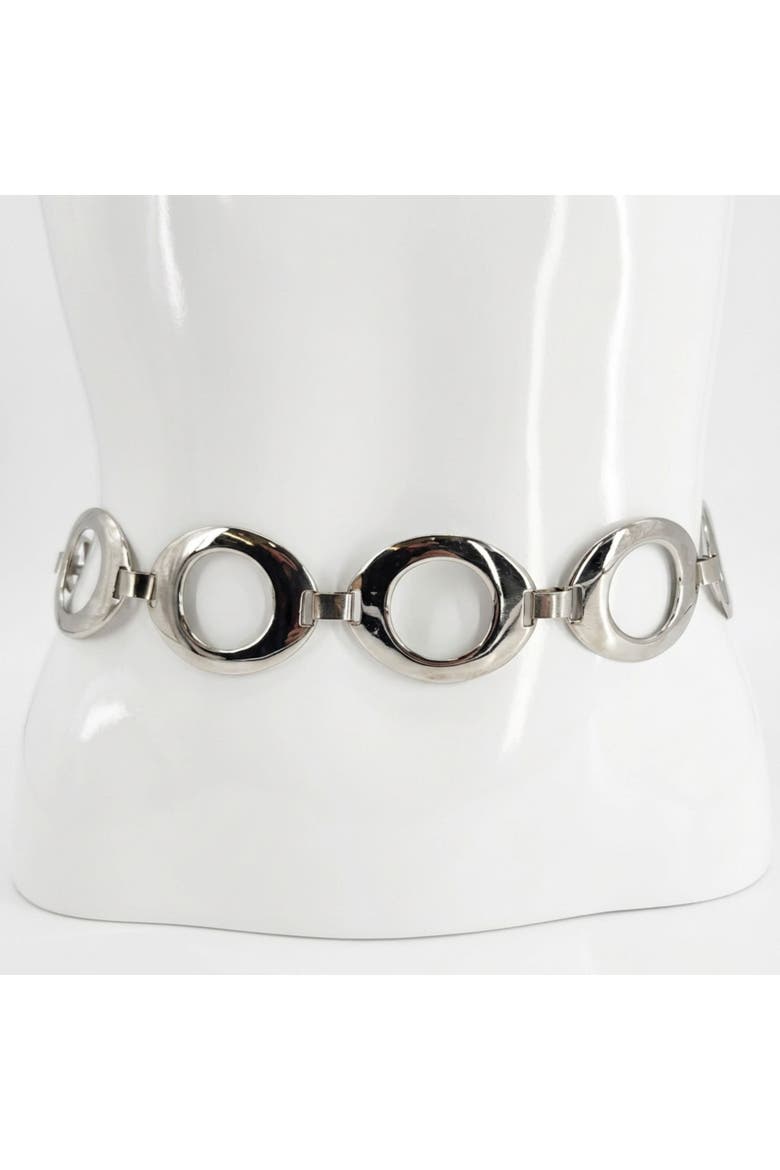Vintage Chain Belt 5 Circle Link Silvertone 6 Links Big Circles Design Mod Boho, Alternate, color, Gold