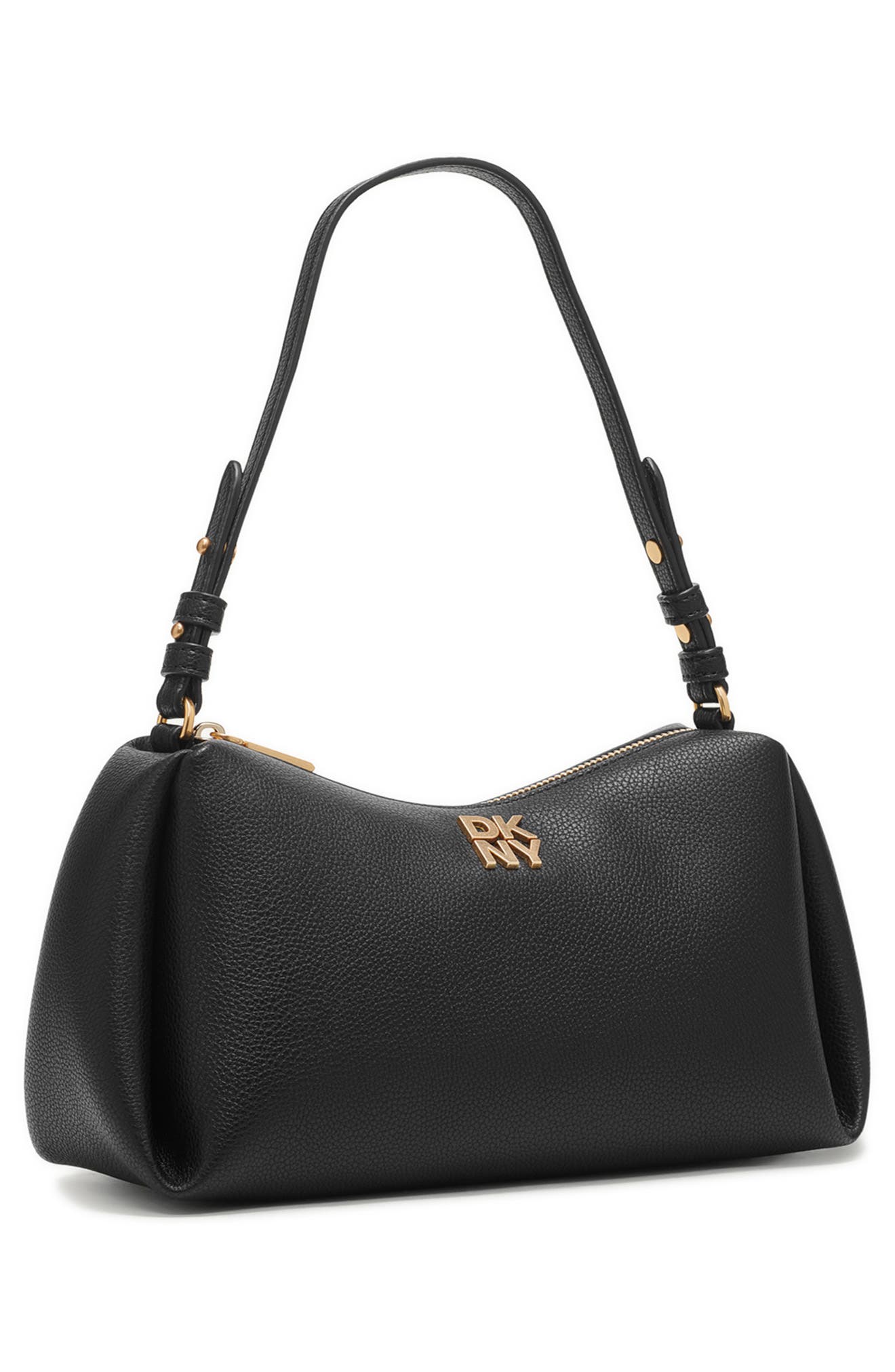 DKNY Remy Faux Leather Shoulder Bag, Alternate, color, Black/Gold