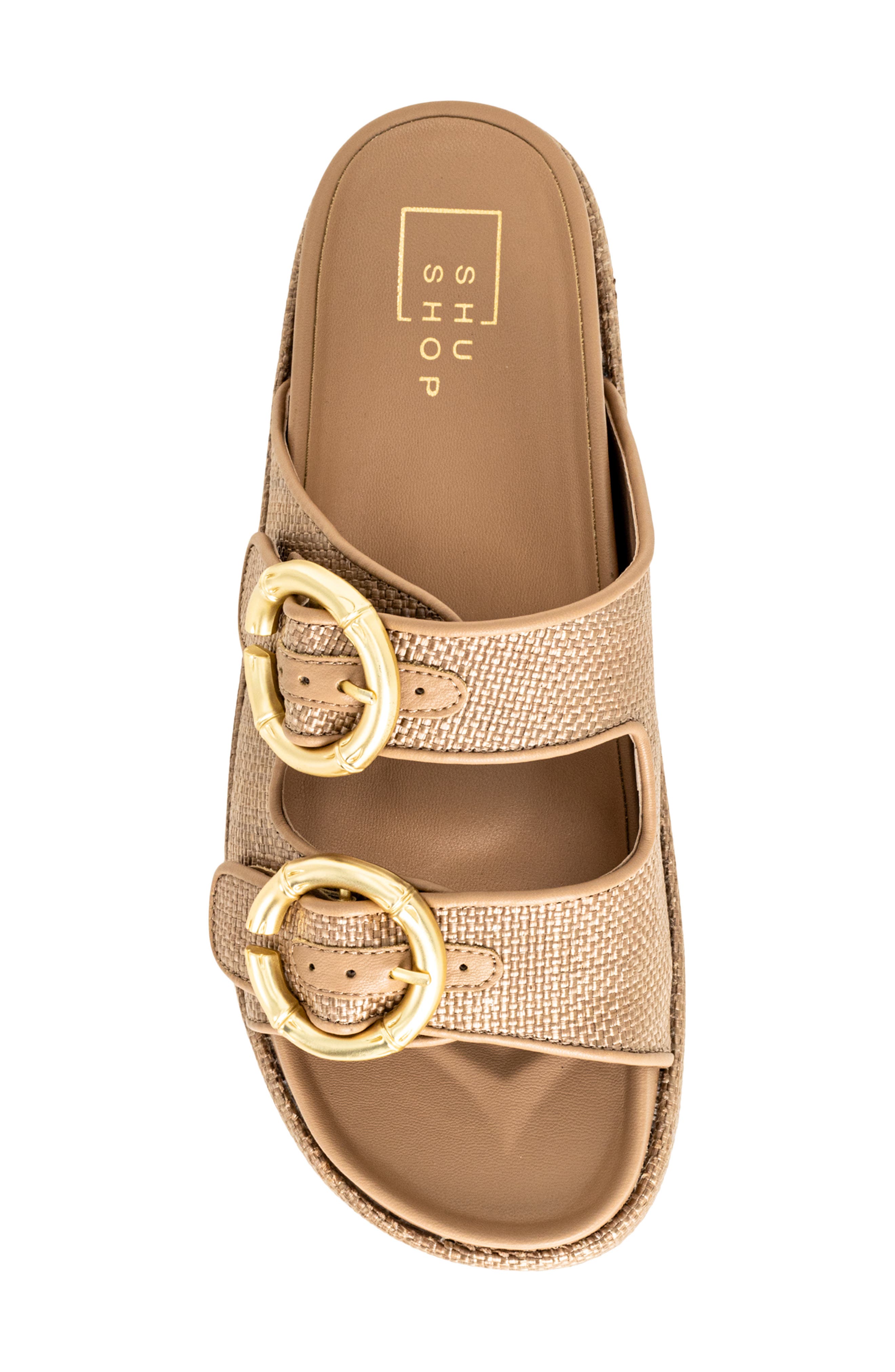 Lori Platform Slide Sandal, Alternate, color, BROWN WOVEN