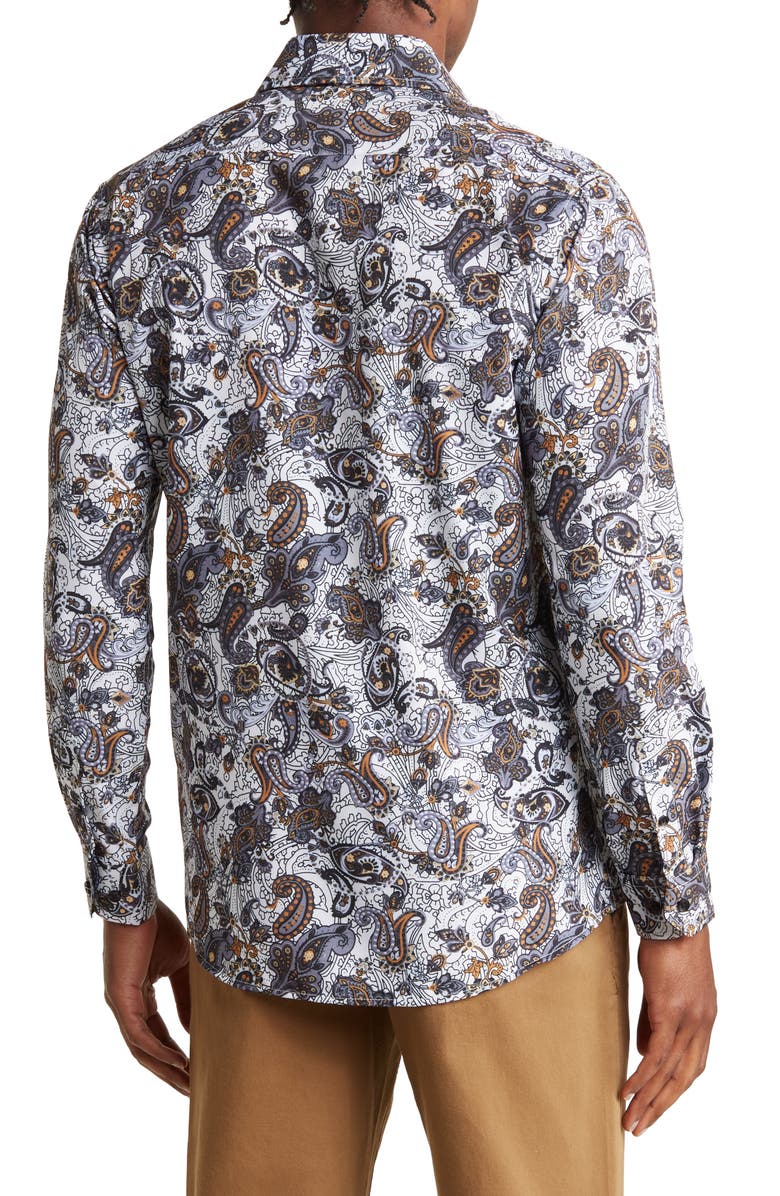 Azaro Uomo Slim Fit Paisley Print Performance Dress Shirt, Alternate, color,
