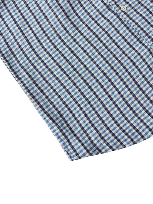 Robert Talbott Morgan Multi Check Linen Shirt In Blue