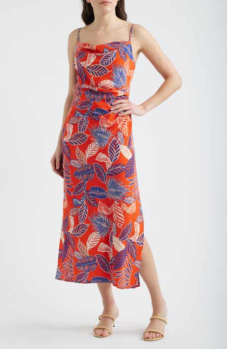 Tropical Print Midi Dress