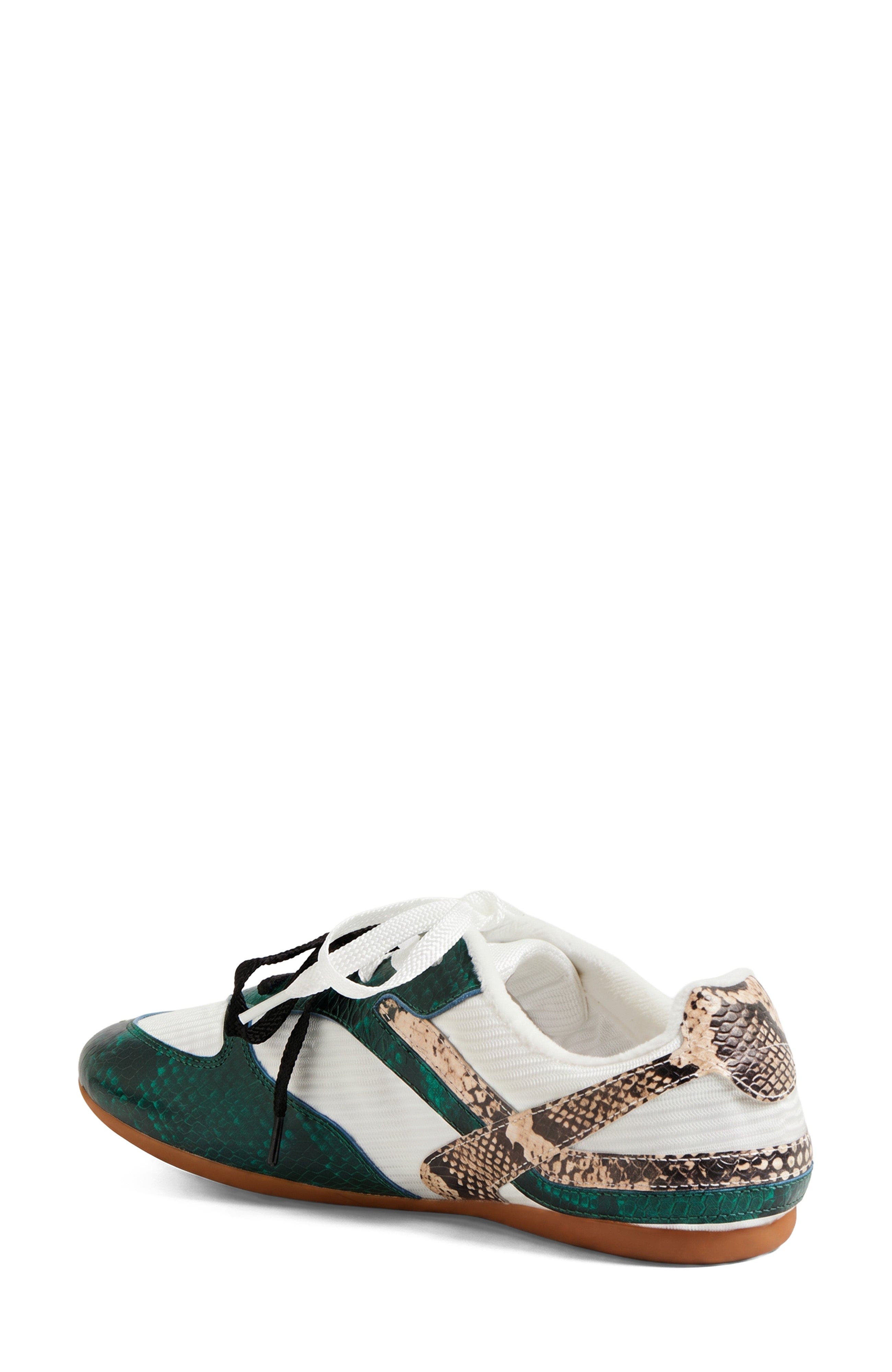 DJANGO AND JULIETTE Zoya Flat Sneaker, Alternate, color, Green Snake