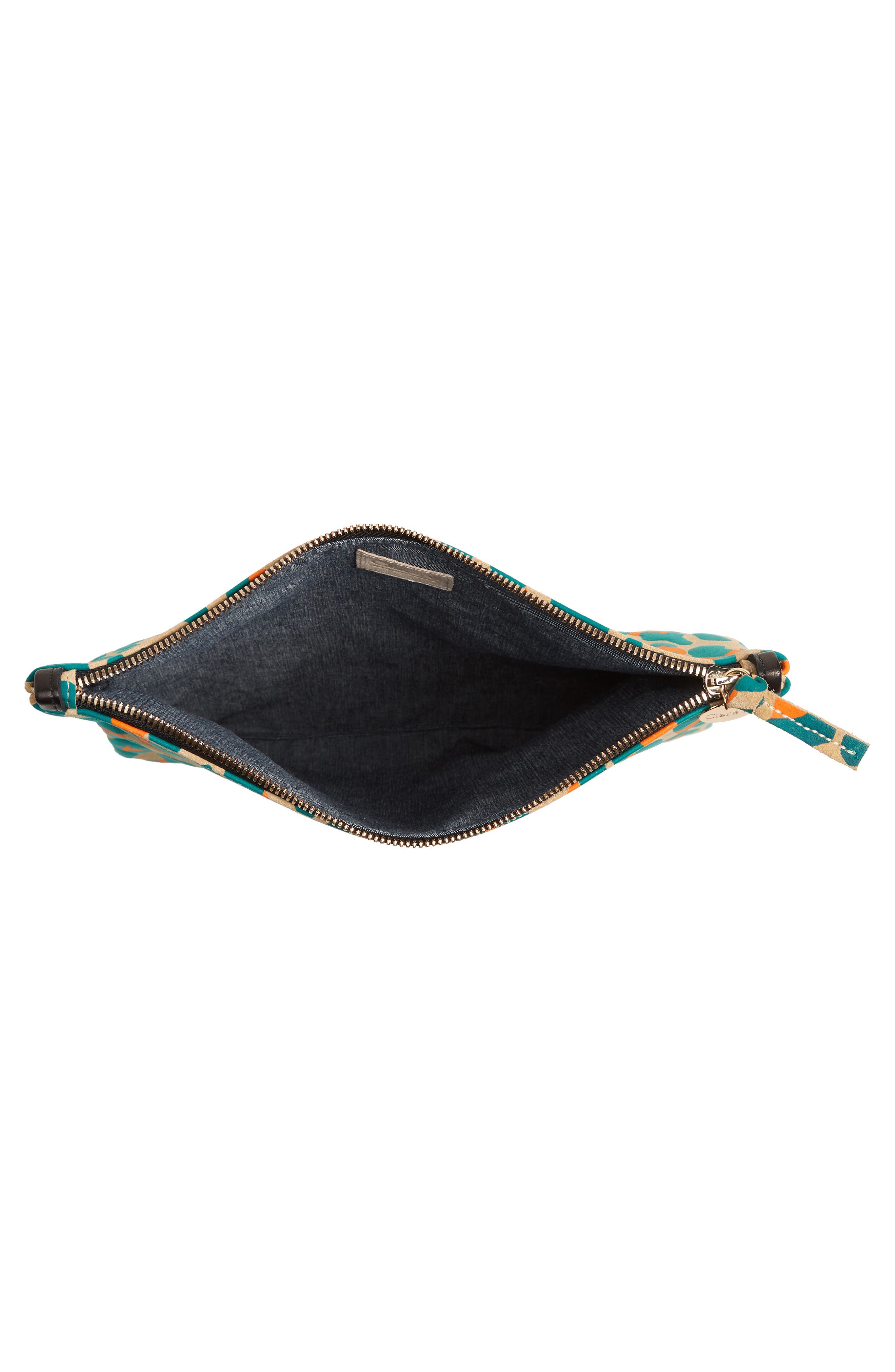 Clare V. Leopard Print Suede Foldover Clutch, Alternate, color, 