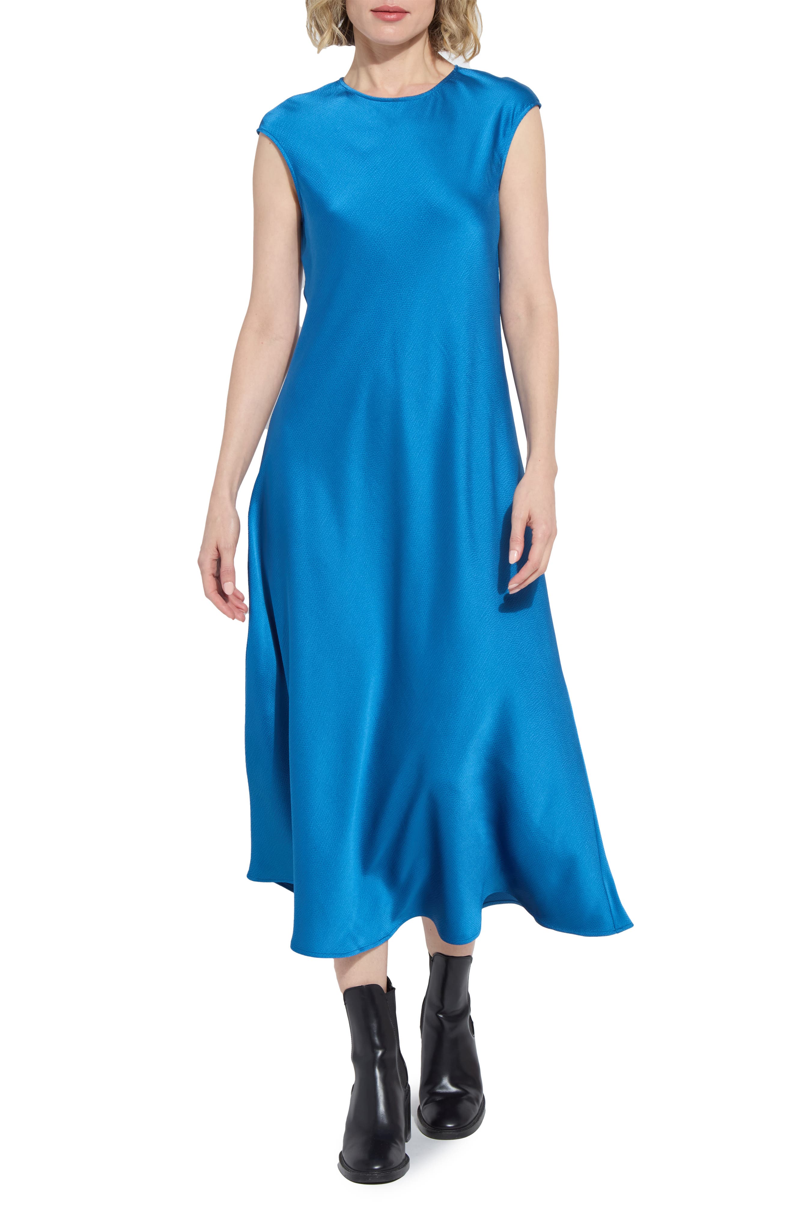 Silvana Bias Cut Stretch Satin Midi Dress - image 3