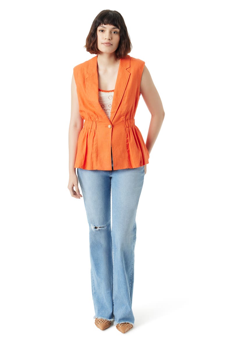 Lester Elastic Waist Linen Blend Vest, Alternate, color, TIGERLILY