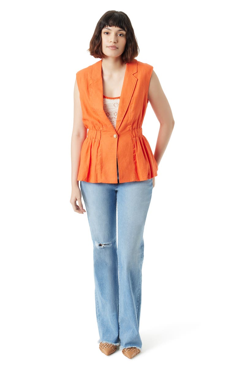 Sam Edelman Lester Elastic Waist Linen Blend Vest, Alternate, color, Tigerlily