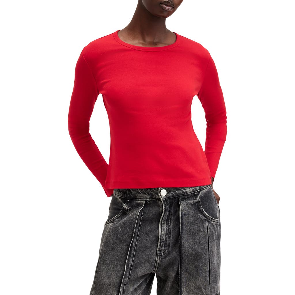 Allsaints Stevie Long Sleeve Organic Cotton T-shirt In Savvy Red