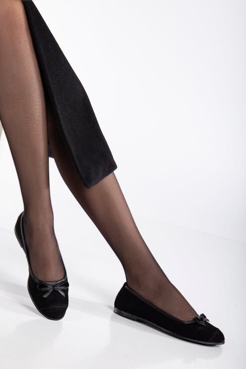 Forever & Always Shoes Brooklyn Leather Ballerina Flats In Black Suede Leather