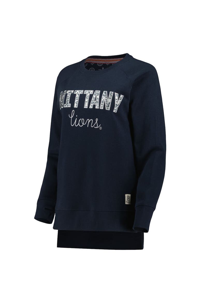 Women's Pressbox Navy Penn State Nittany Lions Steamboat Animal Print Raglan Pullover Sweatshirt, Alternate, color, Navy