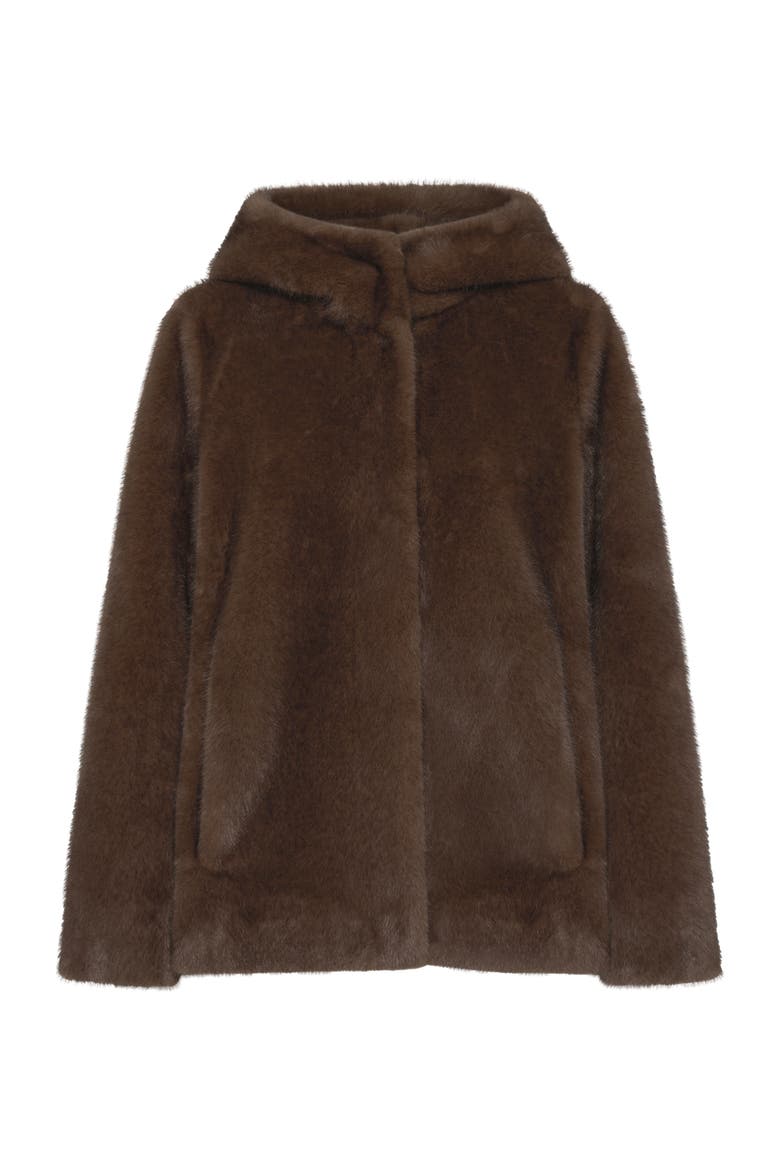 Morgane Hooded Faux Fur Coat, Alternate, color, Cigar