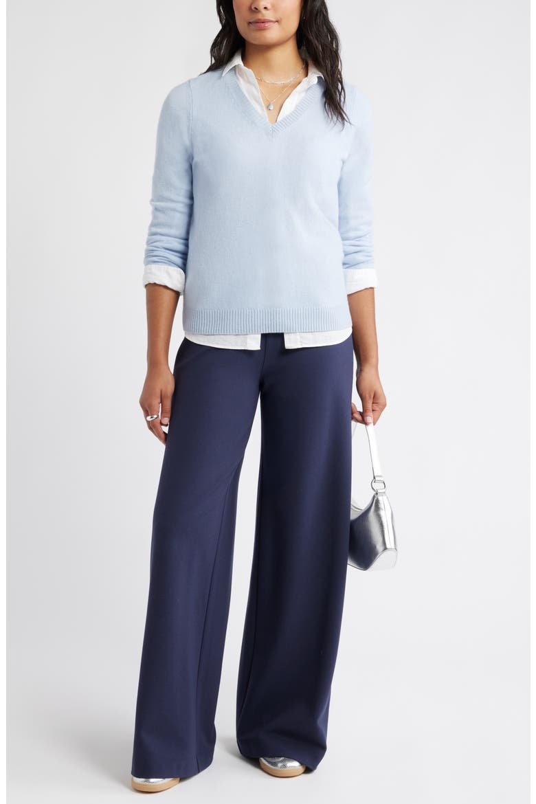 High Waist Wide Leg Ponte Pants, Alternate, color, NAVY ECLIPSE