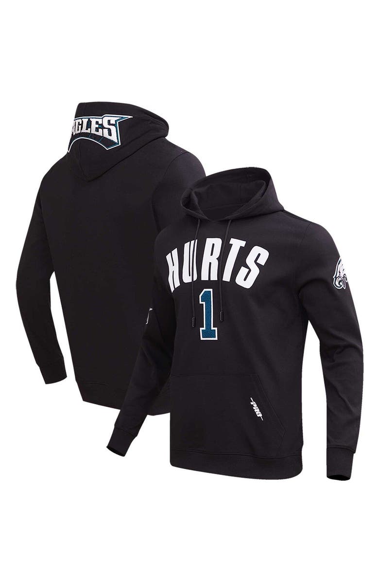 PRO STANDARD Men's Pro Standard Jalen Hurts Black Philadelphia Eagles Player Name & Number Pullover Hoodie, Alternate, color, 