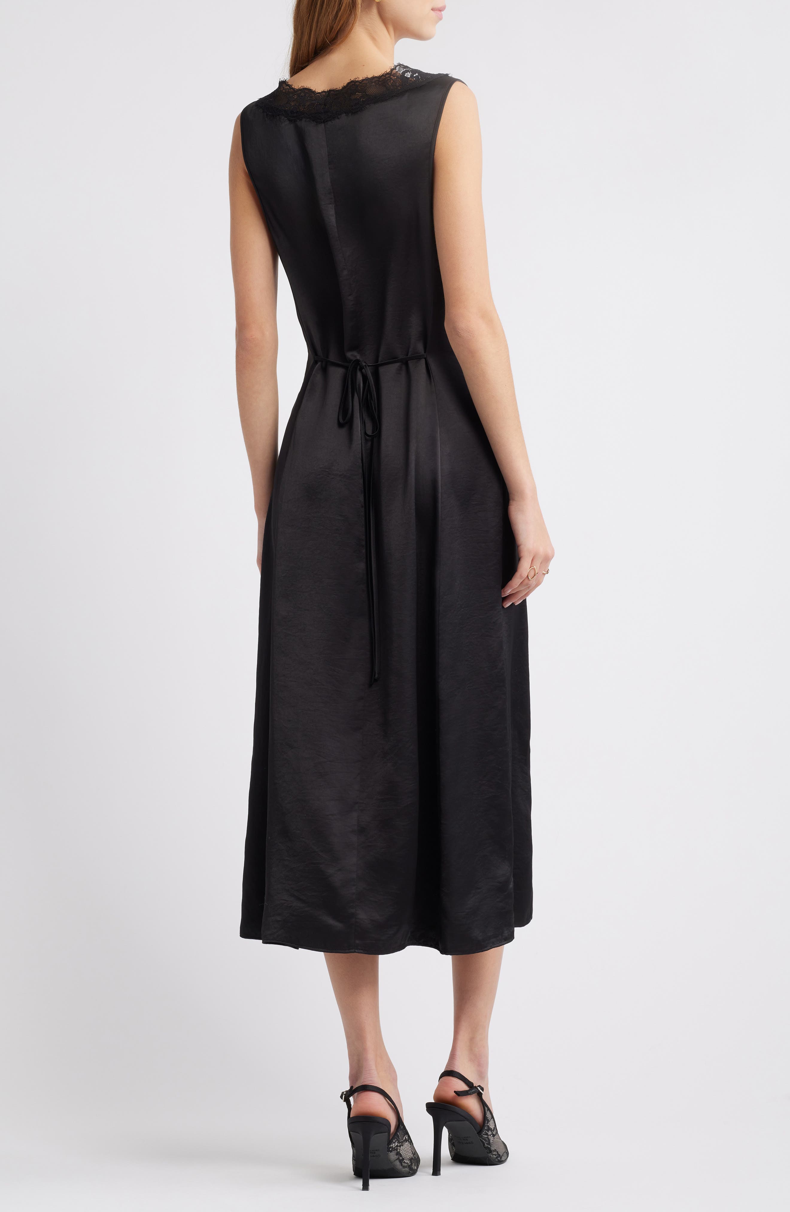 Lace Trim Satin Slipdress - image 2
