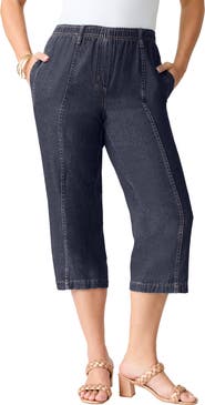 Roaman's Plus Size Easy Wear Straight Leg Capri