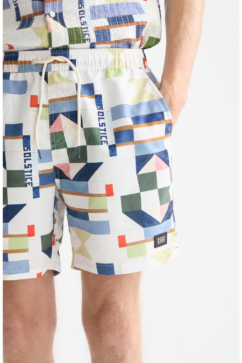 Patchwork Print Swim Trunks, Alternate, color, PATCHWORK INFINITY