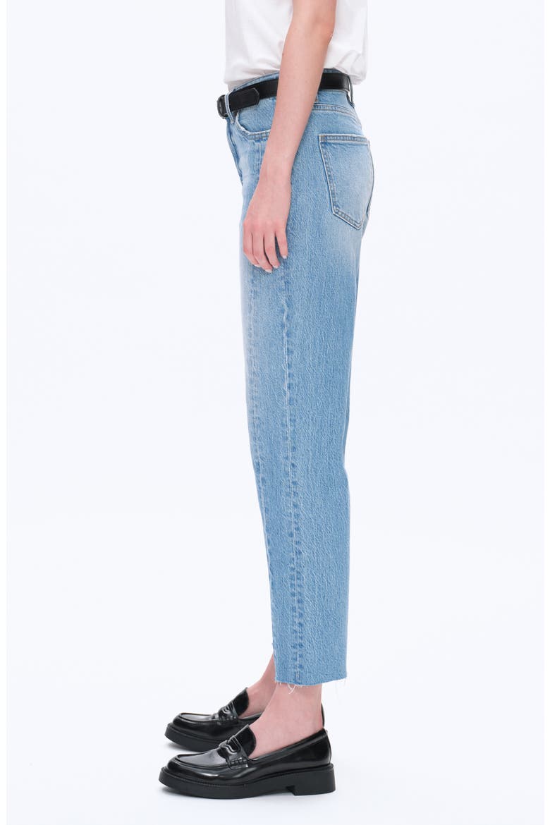 High Waist Relaxed Raw Hem Straight Leg Jeans, Alternate, color, MEDIUM BLUE