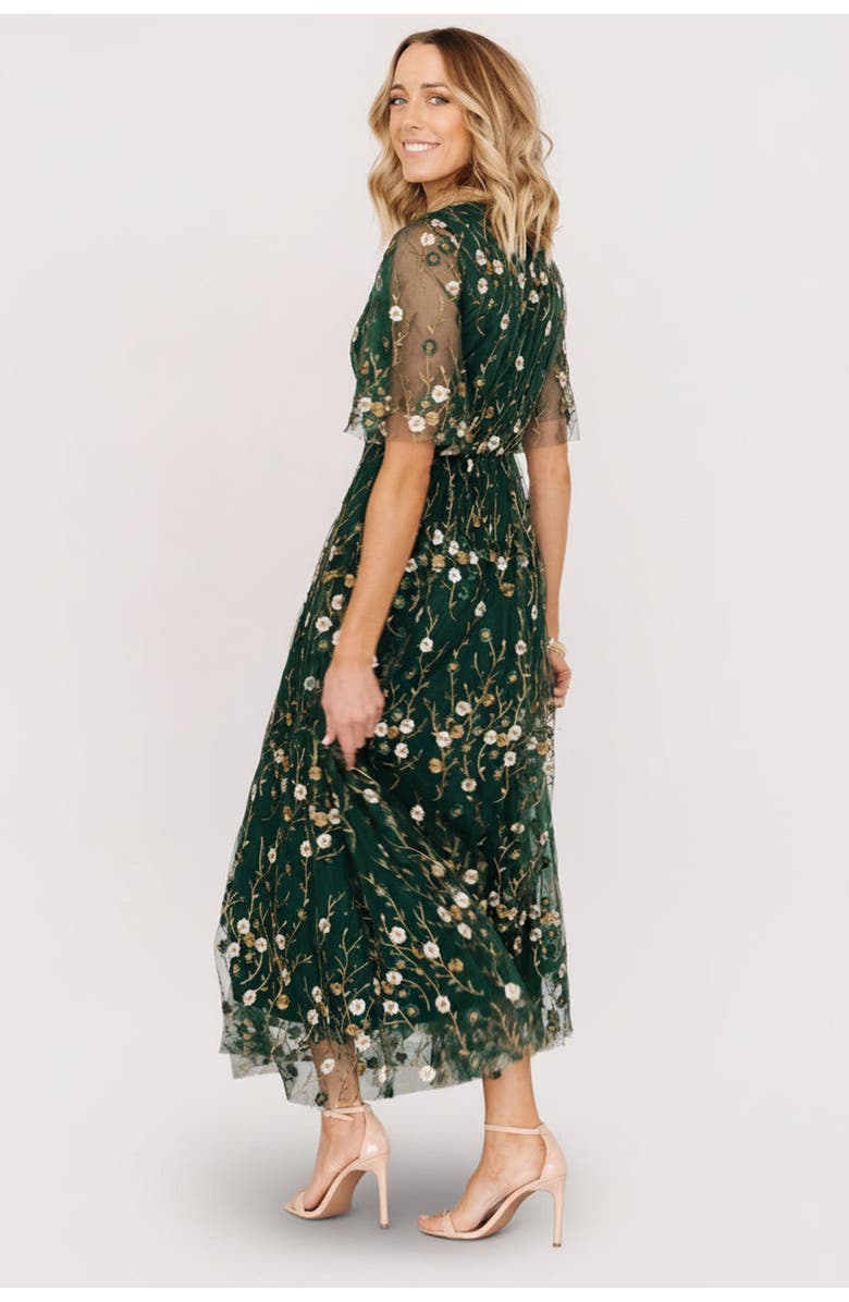 Baltic Børn Arabella Embroidered Tulle Maxi Dress, Alternate, color, Dark Green Floral