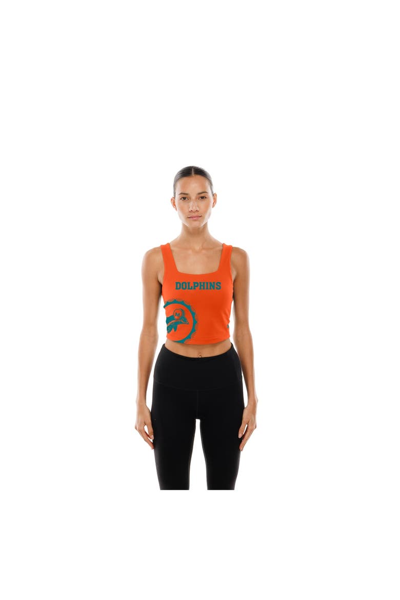 Women's New Era Aqua/Orange Miami Dolphins Reversible Cropped Sport Classics Tank Top, Alternate, color, Aqua