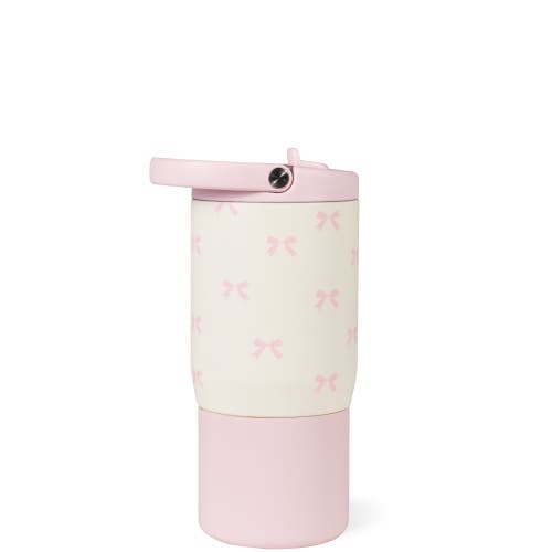 HydroJug Kids 14 oz Sport Water Bottle - Stainless Steel, Insulated, 100% Leakproof, With Carry Handle, BPA-Free, Kid-Friendly Design in Bows at