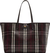 Burberry Medium Highlands Check Coated Canvas Tote